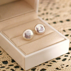 Natural Coin Pearl Stud Earrings