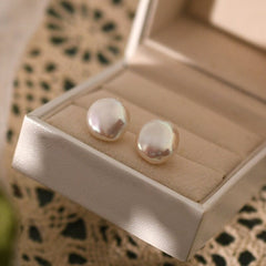 Natural Coin Pearl Stud Earrings