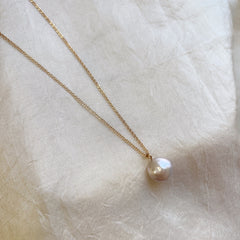 Single Flat Baroque Pearl Necklace Pendant