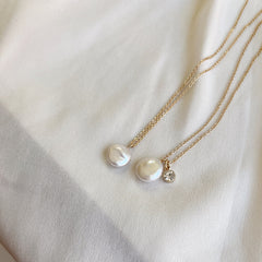 Single Flat Baroque Pearl Necklace Pendant