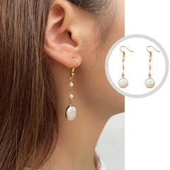 Boho Style Handmade Freshwater Pearl Earrings, Baroque Irregular Pearl Earrings with Gold or Silver Plated Gilt Edging