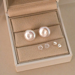 Natural Coin Pearl Stud Earrings