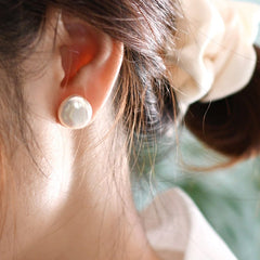 Natural Coin Pearl Stud Earrings