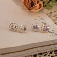 Natural Coin Pearl Stud Earrings