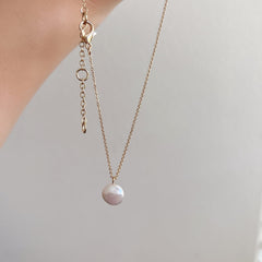 Single Flat Baroque Pearl Necklace Pendant