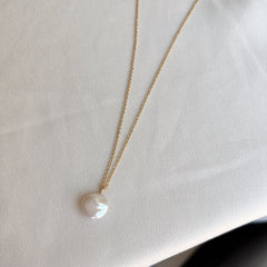 Single Flat Baroque Pearl Necklace Pendant