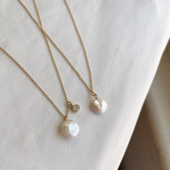 Single Flat Baroque Pearl Necklace Pendant