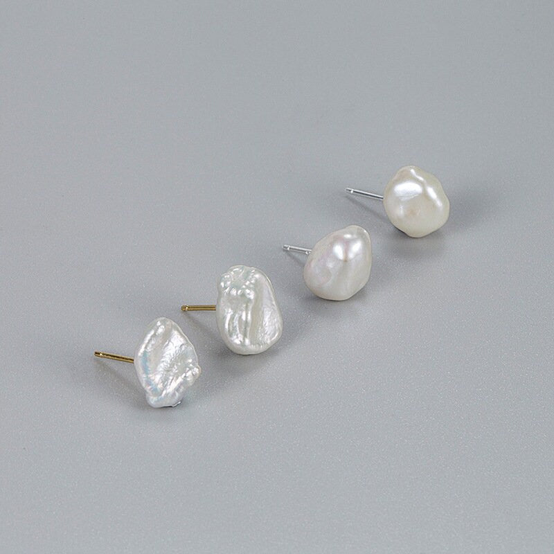 Baroque Pearl Stud Earrings with Gold Filled Post