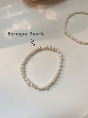 Natural Pearl Stretch Anklet, Baroque Pearl Anklet, Fresh Water Pearl Anklet Bracelet, Rice Pearl Elastic Anklet, Vintage Stretch Anklet