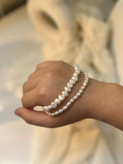 Natural Pearl Stretch Anklet, Baroque Pearl Anklet, Fresh Water Pearl Anklet Bracelet, Rice Pearl Elastic Anklet, Vintage Stretch Anklet