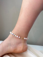 Baroque Pearl Anklet, Colorful Beads Anklet, Natural Pearl Anklet, Fresh Water Pearl Anklet Bracelet, Unique Pearl Anklet, Color with Pearl